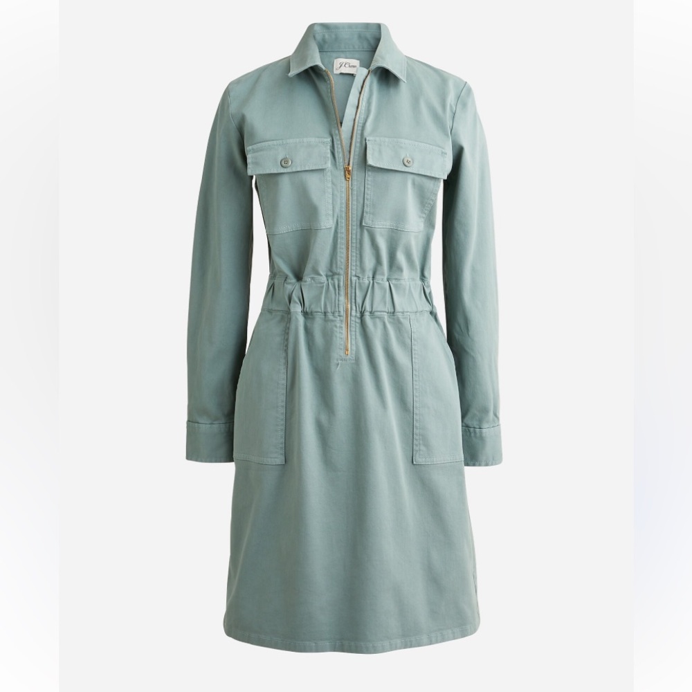 J Crew: Long Sleeve Zip-front Chino Dress